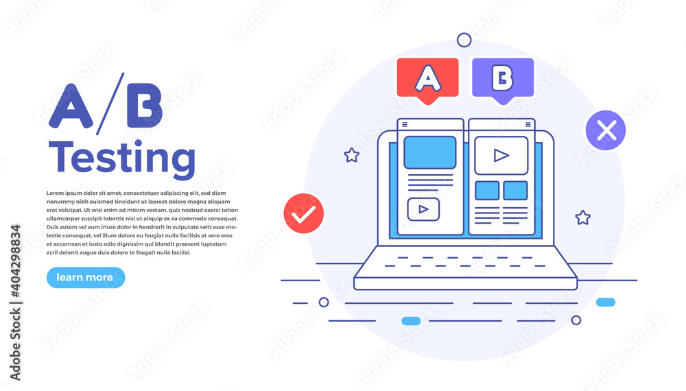 Poster vector illustrations design concept ab testing. system method modern graphic, web banners, suitable 