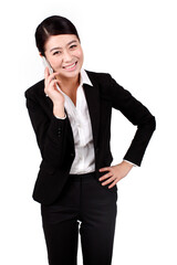 A Business woman using a cell phone 