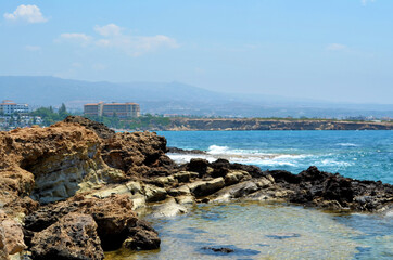 Fototapeta na wymiar mountain sea coast of cyprus