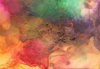 Plakat Art Abstract watercolor and acrylic painting blots background. Alcohol ink colors. Marble texture.