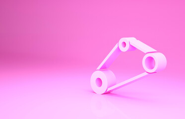 Pink Timing belt kit icon isolated on pink background. Minimalism concept. 3d illustration 3D render.