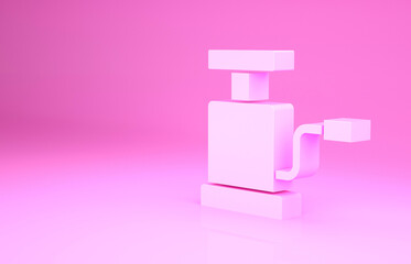 Pink Car air pump icon isolated on pink background. Minimalism concept. 3d illustration 3D render.