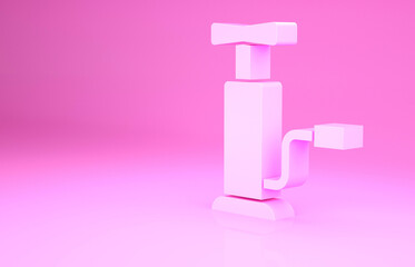 Pink Car air pump icon isolated on pink background. Minimalism concept. 3d illustration 3D render.