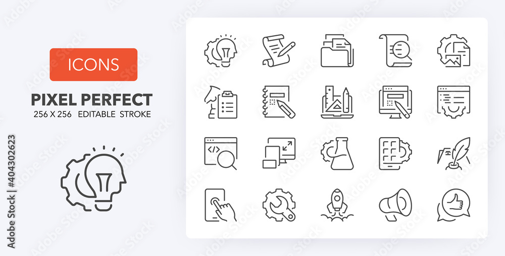 Wall mural web development line icons 256 x 256