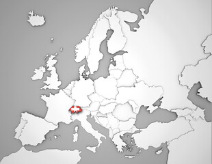 3D Europakarte auf die Schweiz hervorgehoben wird