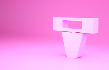 Pink Groin guard for martial arts icon isolated on pink background. Minimalism concept. 3d illustration 3D render.