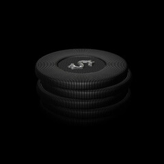 Digital 3D poker chips stack on black background. Online gambling and virtual casino games. Stock exchange abstract concept: earning profit on currency exchange differences. EPS10, vector illustration