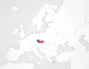 3D Europakarte auf der Tschechien hervorgehoben wird