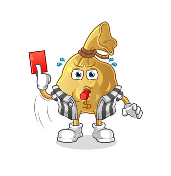 recommend clip art: money bag referee with red card illustration. character vector