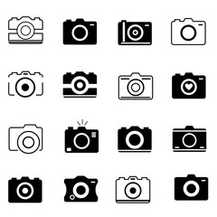 Camera icon set, photography symbol illustration vector