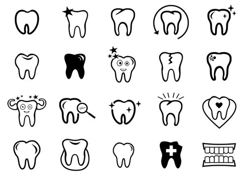 Tooth icons vector , teeth symbol icons set