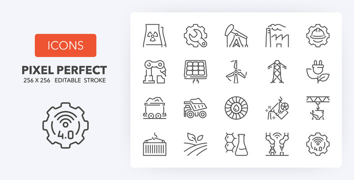 Industries Line Icons 256 X 256