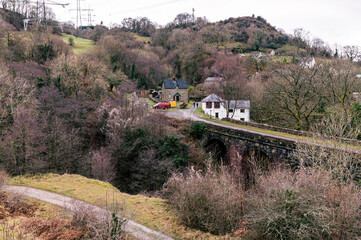 View of Abandoned viaduct that was used in south wales uk during the 1900's. viaduct running from Brynmawr to abergavenny