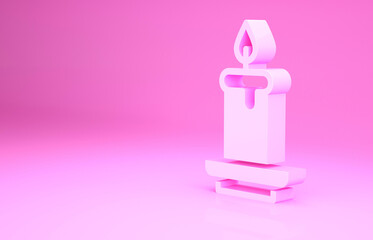 Pink Aroma candle icon isolated on pink background. Minimalism concept. 3d illustration 3D render.