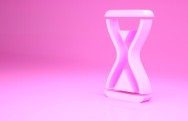 Pink Sauna hourglass icon isolated on pink background. Sauna timer. Minimalism concept. 3d illustration 3D render.