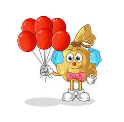 Obraz na płótnie Canvas money bag clown with balloons vector. cartoon character