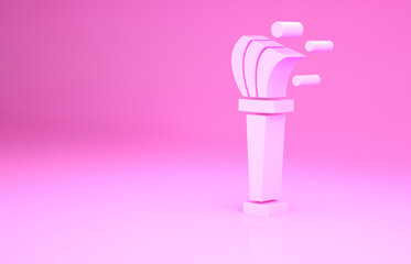 Pink Aspergillum icon isolated on pink background. Minimalism concept. 3d illustration 3D render.