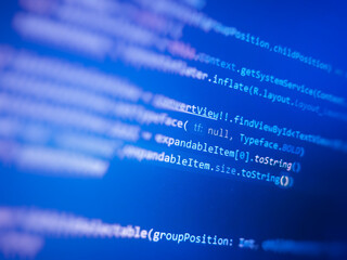 Software developer programming code. Programming code screen of software