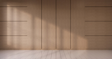 Fototapeta na wymiar Empty white wooden wall on white floor interior design. 3D rendering