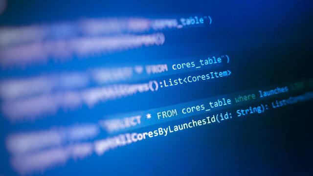 Software developer programming code. Programming code screen of software