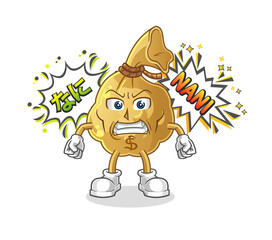 money bag anime angry vector. cartoon character