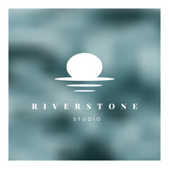 River stone white logo on color marble background for corporate identity and firm style