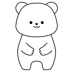 Black line art polar bear isolated on a white background. Flat design for poster or t-shirt. Vector illustration