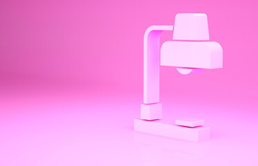 Pink Table lamp icon isolated on pink background. Desk lamp. Minimalism concept. 3d illustration 3D render.