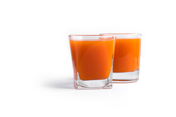 Carrot juice isolated on a white background.