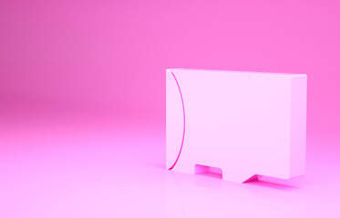 Pink Micro SD memory card icon isolated on pink background. Minimalism concept. 3d illustration 3D render.