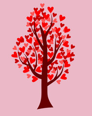 Naklejka na ściany i meble tree with hearts instead of leaves