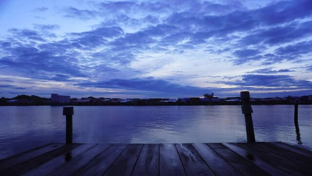 Beautiful sunrise at Kuala Kurau, a small fishing village in the northern part of Perak, Malaysia.