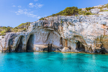Fototapeta na wymiar Zakynthos, Greece. Blue caves of the island of Zakynthos.