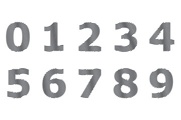 Set of numbers wave text effect fingerprint design element vector