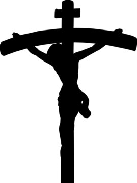 recommend clip art: Vector silhouette of Jesus crucifixion isolated on white background.