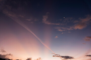 Fototapeta na wymiar Sunrise in Guatemala, open air and clear sky, colorful pure air.