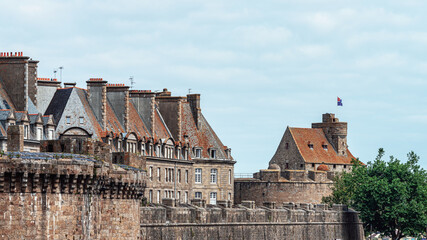 Defensive walls around the city of Saint-Malo, France.