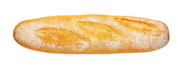 French baguette loaf isolated on white background.