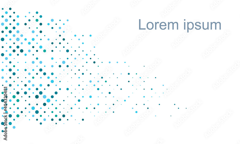 Poster blue colors dots over white background. circles halftone design. template pattern for web pages.