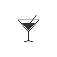 Martini glass icon. Cocktail drink symbol. Vector alcohol silhouette isolated on white