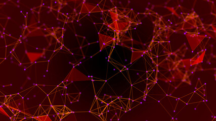 Background with connecting dots and lines. Big data visualization. 3d rendering.
