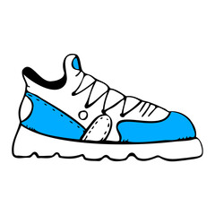 Vector doodle illustration with the sports shoes