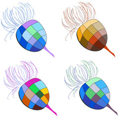 Thistle plant vector emblem in four colorful palettes. Simple digital drawing element can be a part of icons or logos 