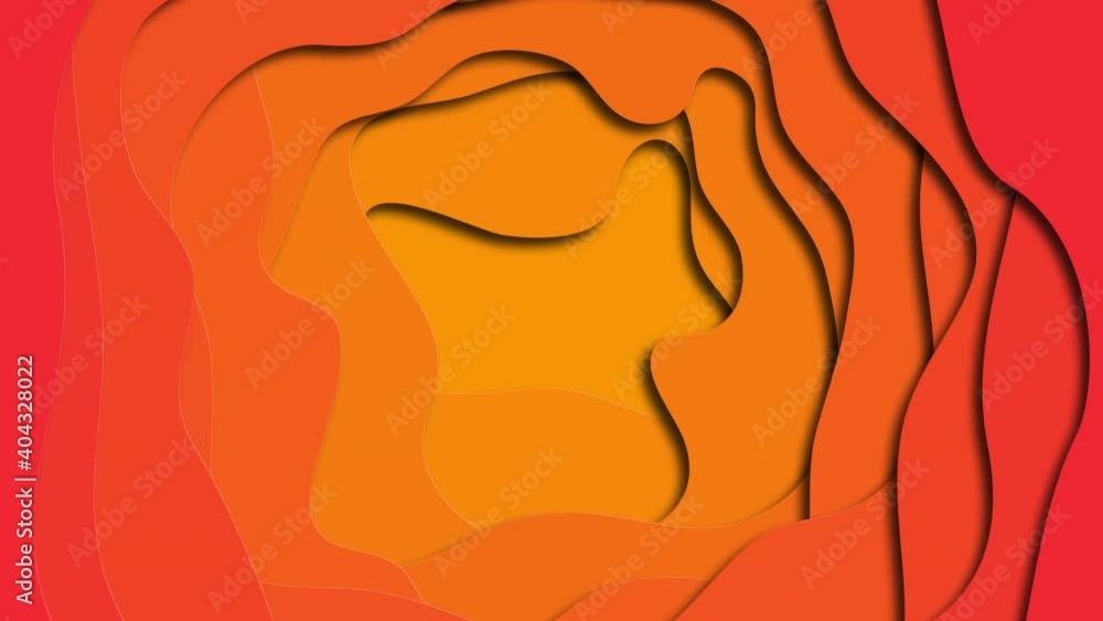 Aufkleber 3d geometric background with realistic paper cut layers. simple motion graphic animation red and ora