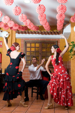 flamenco dancers at the Seville fair in April