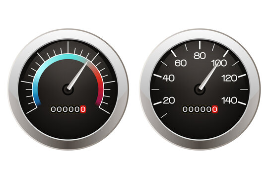 Speedometer with a Grey arrow. Car dashboard. Vehicle speed meter Set.
