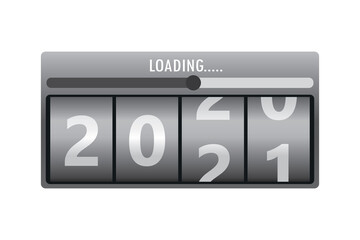 Countdown calendar, loading process with year 2020 and 2021. Happy New Year concept. Timer, year scoreboard.