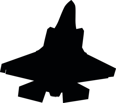 F 35 Air Force Stealth F-35 Lightning II Fighter Jet. Isolated Realistic Silhouette