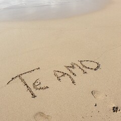 I love you in the sand on the beach of Palma de Mallorca