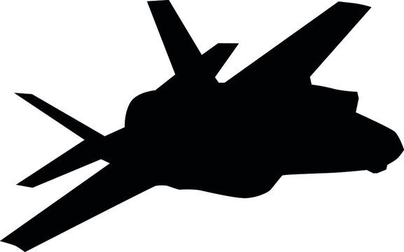 F 35 Air Force Stealth F-35 Lightning II Fighter Jet. Isolated Realistic Silhouette